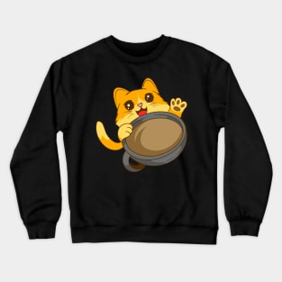 Caffeine Companion: Cat Holding a Mug of Coffee - Charming Tee for Cat Lovers Crewneck Sweatshirt